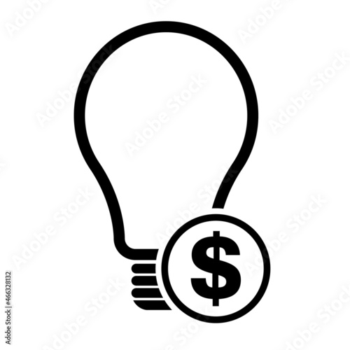 Light bulb icon, Lightbulb energy symbol Electric power vector illustration isolated on white background Black and white design