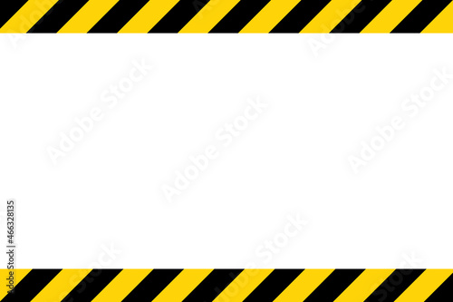 Black and yellow diagonal line striped. Blank vector illustration warning background. Hazard caution sign tape. Space for text