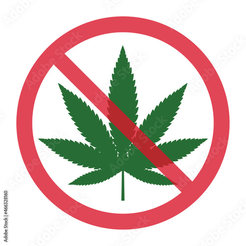 Mariuhana leaf symbol, danger marijuana or hemp icon, cannabis medical sign, weed drug vector illustration