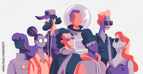 Persone della società moderna vestite in modo originale