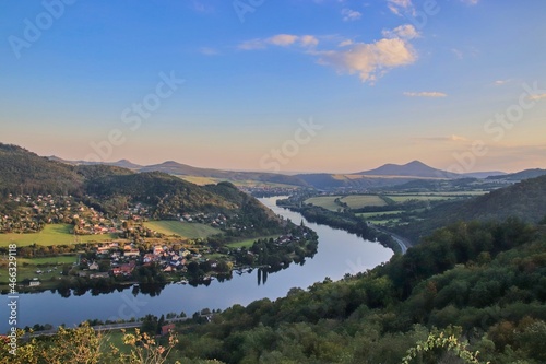A view to the meanders of the river Elbe and the surrounding landscape of Czech Highlands, Czech republic