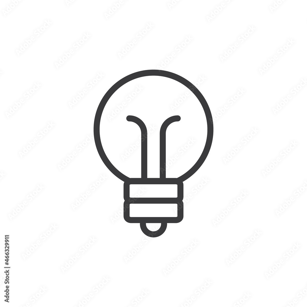 Electric lamp icon. Symbol of idea, solution, innovation and creativity. Linear vector sign. Electric lamp icon. Symbol of idea, solution, innovation and creativity. Linear vector sign.