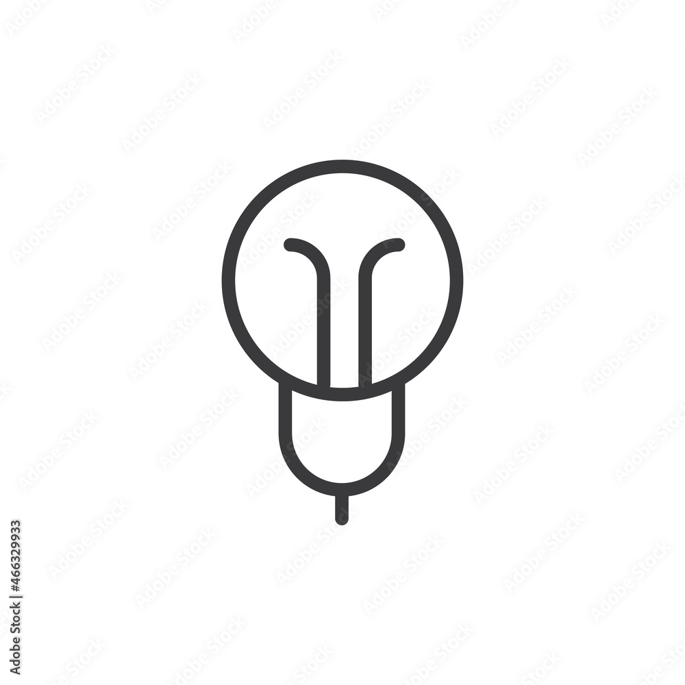 Electric lamp icon. Symbol of idea, solution, innovation and creativity. Linear vector sign. Electric lamp icon. Symbol of idea, solution, innovation and creativity. Linear vector sign.