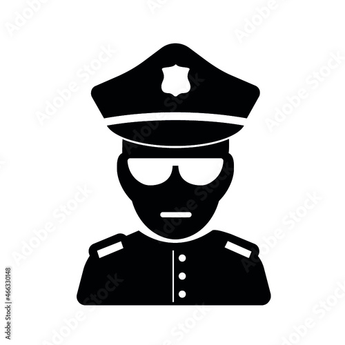 Police Officer in Uniform Illustration. Policeman, Bodyguard Cartoon Character. Security Guard Equipped with Handcuffs, Baton. Safety Staff, Personnel. Court Bailiff, Constable, Sheriff