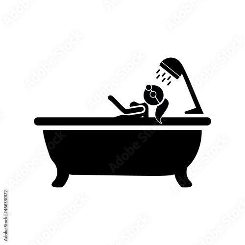 People In The Bathroom Doing Their Routine Hygiene Procedures, Taking Bath, Shower And Using Toilet