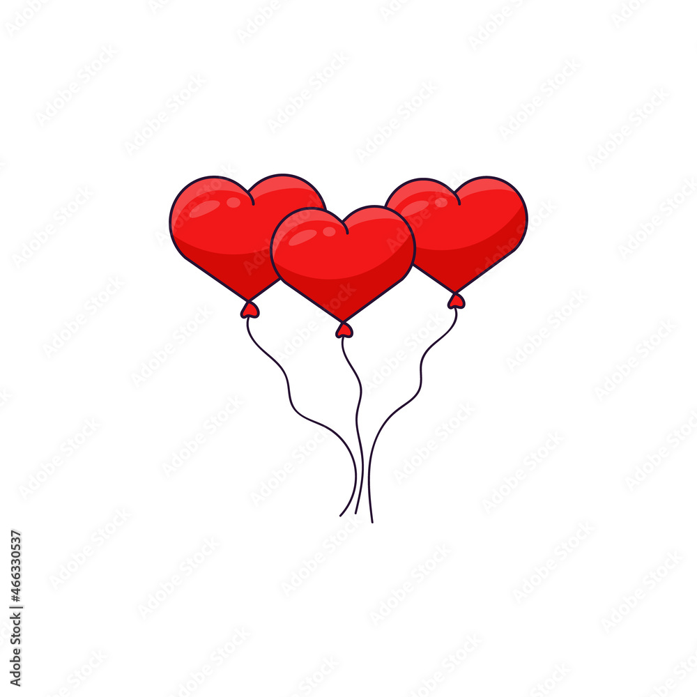 Cartoon heart ballons. Vector Illustration Isolated On white Background