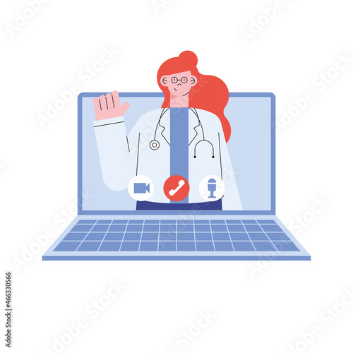 female doctor in laptop
