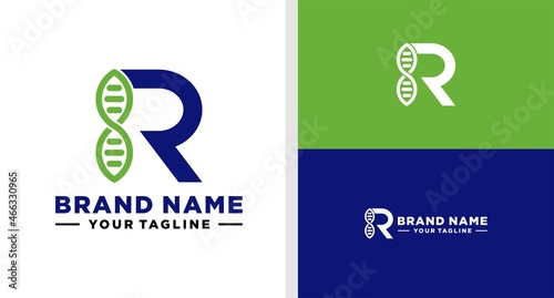 LETTER R LOGO DNA NEGATIVE SPACE MONOGRAM