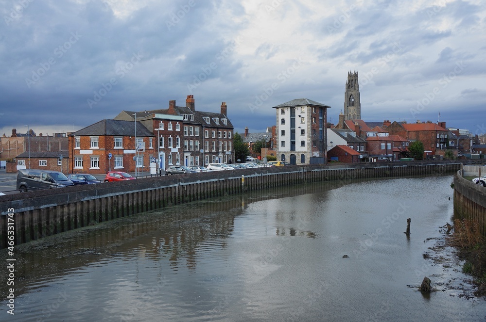 view of an English town on the river