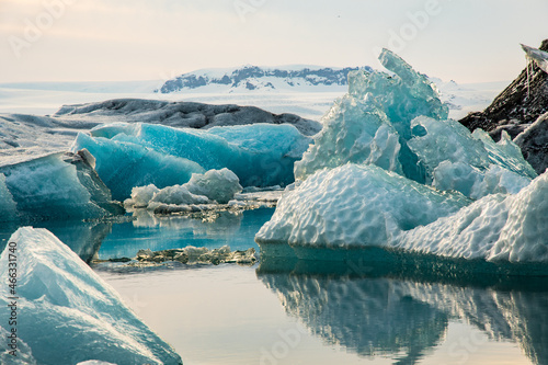 Jokulsarlon Ice Lagoon in south Iceland on a sunny spring day photo