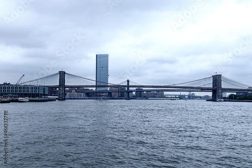 Panoramic view of Manhattan Bridge, New York City.