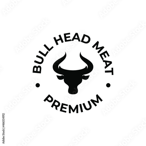 Vintage Retro Bull Head Meat Logo Template