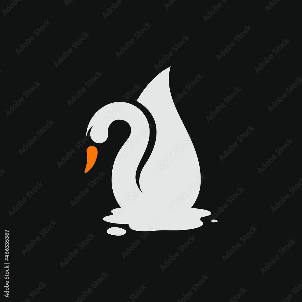 Obraz premium Elegant Swan with Brush and Paint Logo Creative