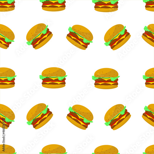 Obraz na płótnie Hamburger, burger, cheeseburger vector seamless pattern, for packaging, textile w salonie