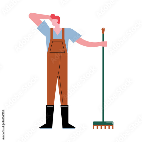 famer worker with rake