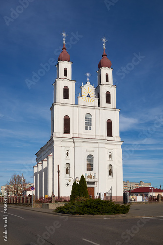 Old ancient catholic church of the Assumption of the Blessed Virgin Mary in Dyatlovo, Grodno region, Belarus.