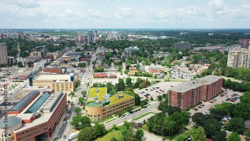 Aerial of Waterloo, Ontario, Canada downtown 4K