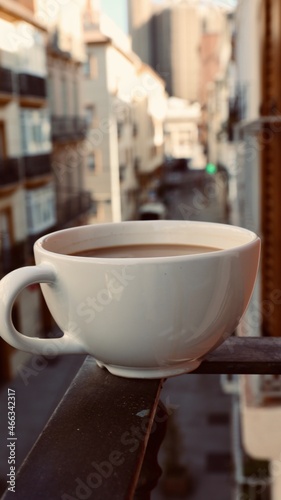 cup of coffee on balcony