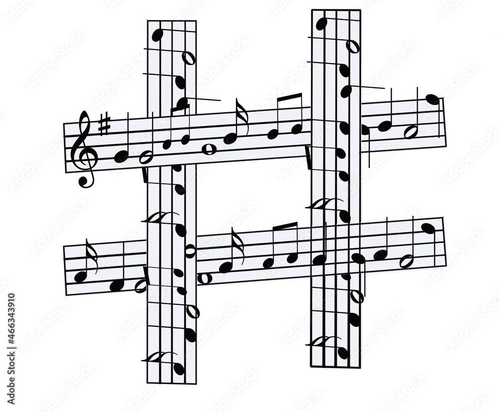 Sharp Symbol With Bars of Musical Notes Stock Illustration Adobe Stock