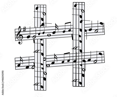 Sharp Symbol With Bars of Musical Notes