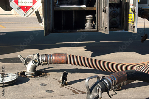 Gas Being Delivered by Tanker Truck
