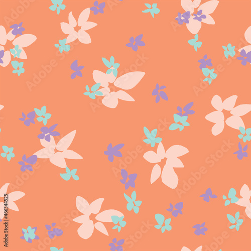 Cute little delicate floral seamless vector pattern in light purple colours. Abstract flower field hand drawn illustration ideal for background or packaging design.