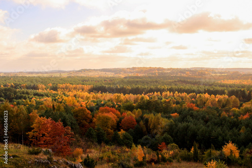 Autumn on amazing Polish Jurassic Highland. Krakow-Czestochowa Upland. Rock Formations.