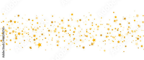 Golden stars long border. Glitter elegant design elements. Christmas Luxury texture. Gold shooting stars. Magic foil decoration. Home decor. Vector illustration