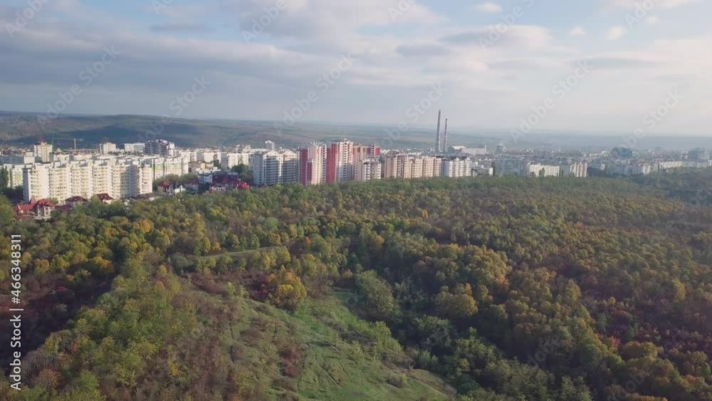 Aerial view of the city at sunset. Beautiful autumn city landscape. Kishinev, Moldova republic of. Aerial view of the city at sunset. Beautiful autumn city landscape. Kishinev, Moldova republic of.