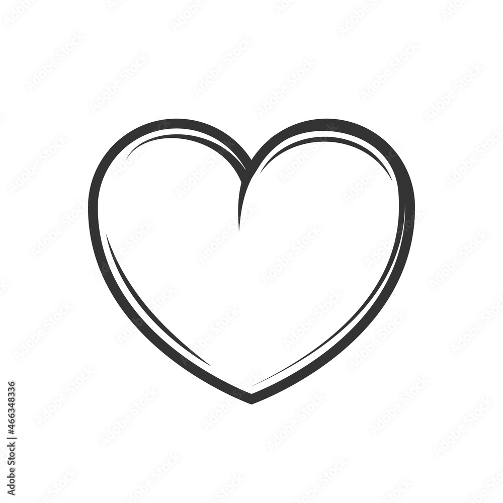 Heart silhouette in simple style isolated on white background. Vector illustration Heart silhouette in simple style isolated on white background. Vector illustration