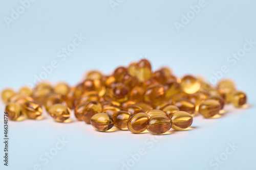 Omega 3 capsules on a light background