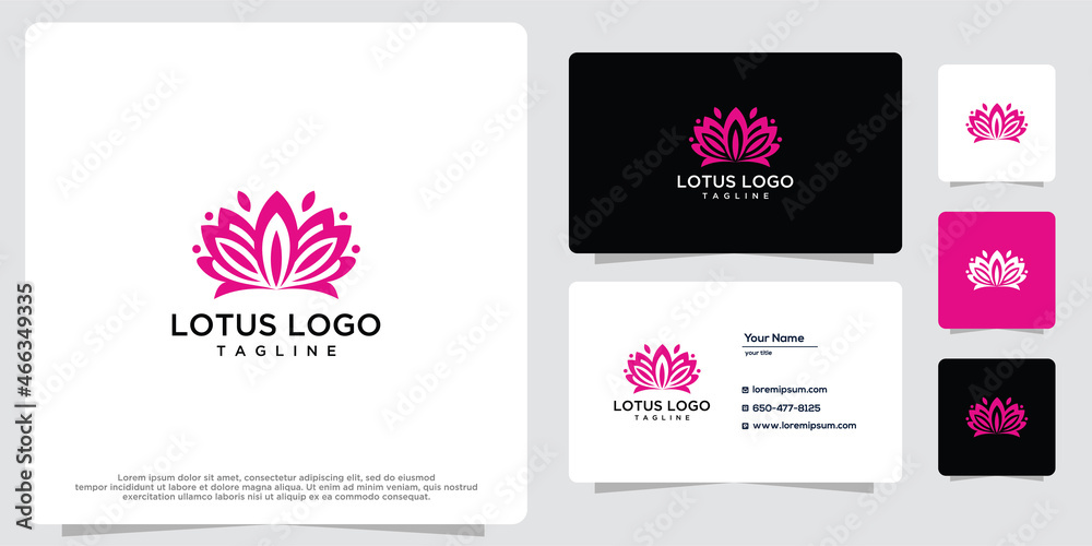Feminine luxury lotus flower logo design template.