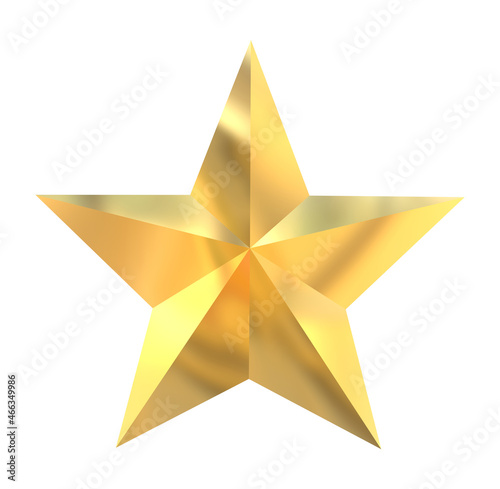 Golden christmas star isolated on white background.