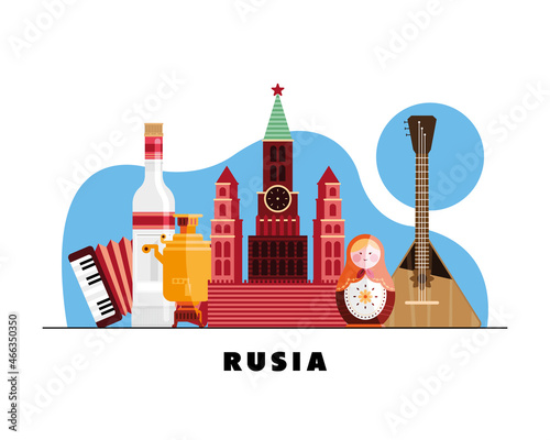 russia lettering and culture icons