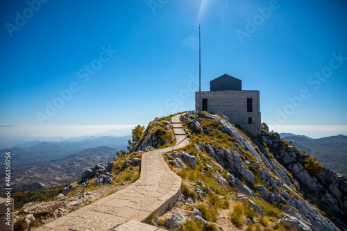 Petar II Petrovic Njegos mausoleum on the top of mount Lovchen in Montenegro Fototapet