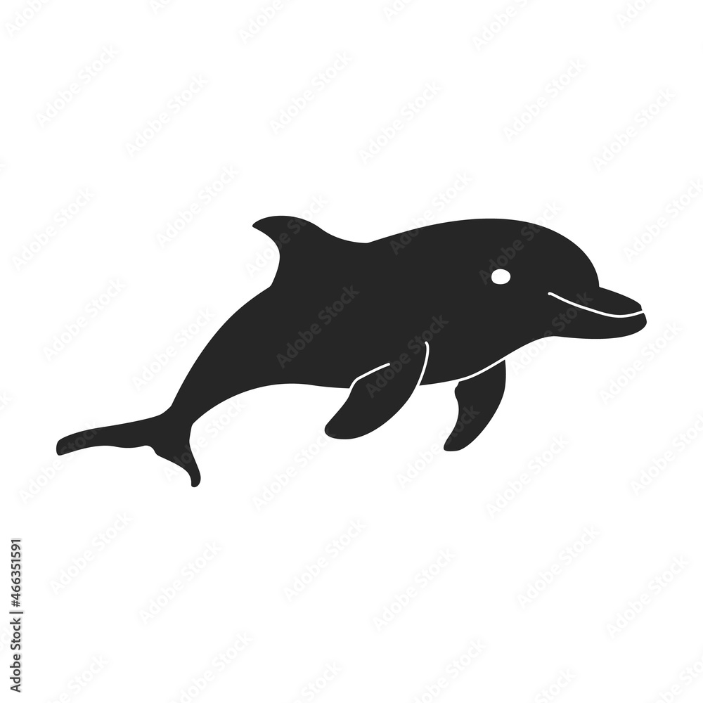 Dolphin vector icon.Black vector icon isolated on white background dolphin.