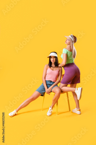 Fashionable young women on ...