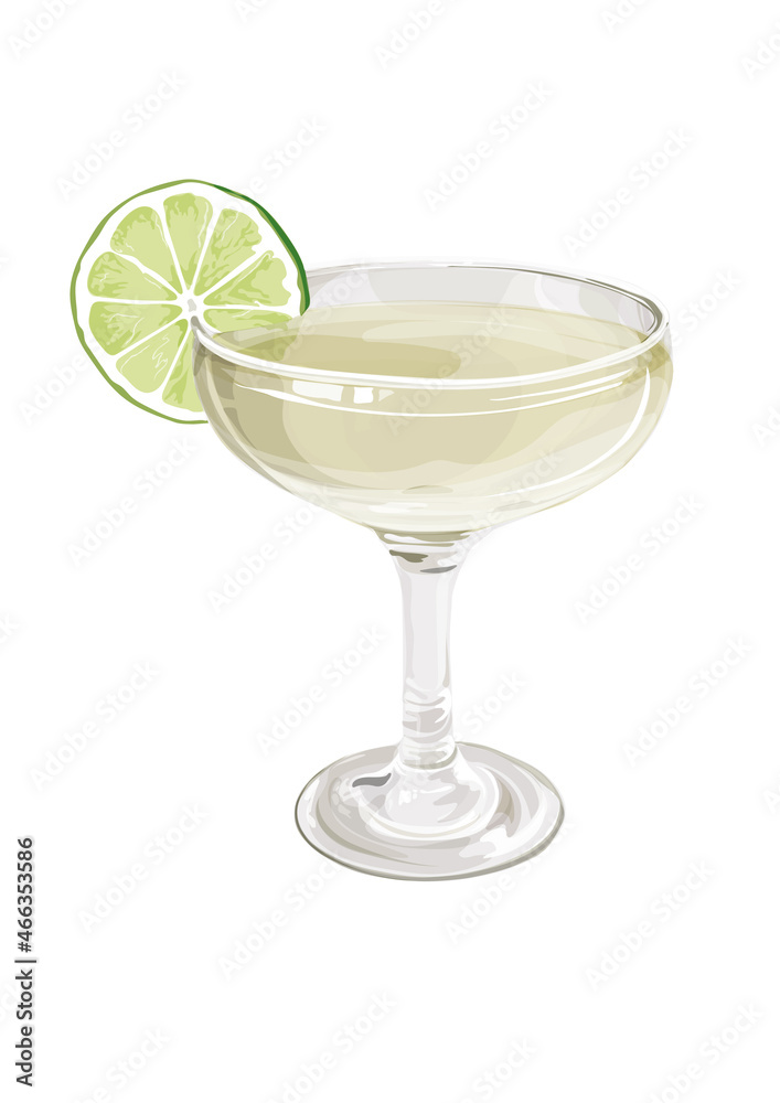 Daiquiri cocktail illustration isolated on a white background Daiquiri cocktail illustration isolated on a white background