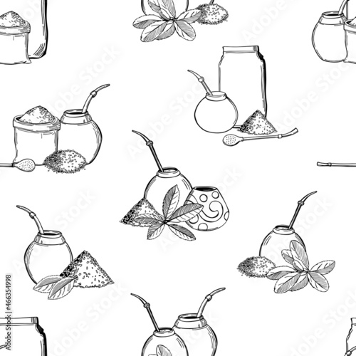 Yerba mate set. Vector  pattern.