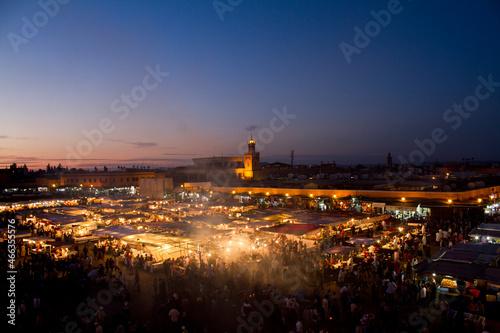 Market Jamma el Fna in Marrakesh Maorocco at sunset