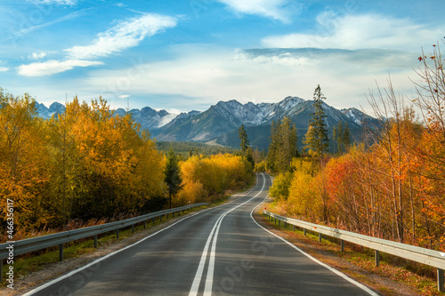 Beautiful autumn landscape of road in the mountains © Piotr Krzeslak