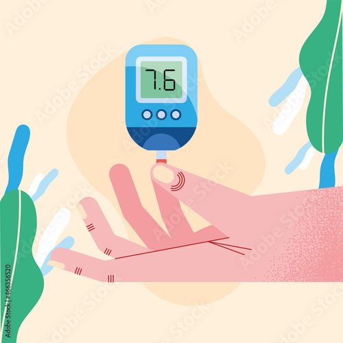 hand with glucometer scene
