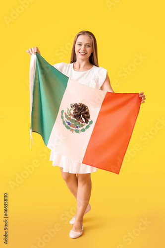 Happy young woman with flag...