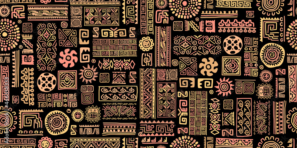 Fototapeta Ethnic handmade ornament, seamless pattern