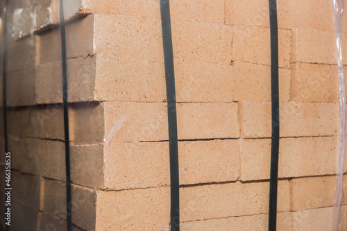 Fotografie A bunch of refractory bricks, fire-resistant brick blocks