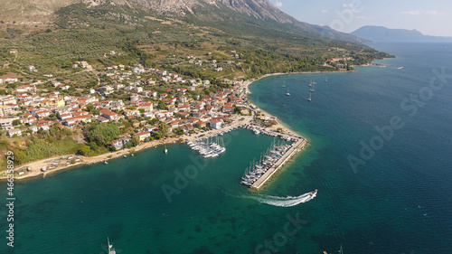 Aerial photo of port of Vathiavali town in West Greece