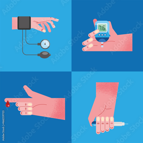 four hands and glucose monitors