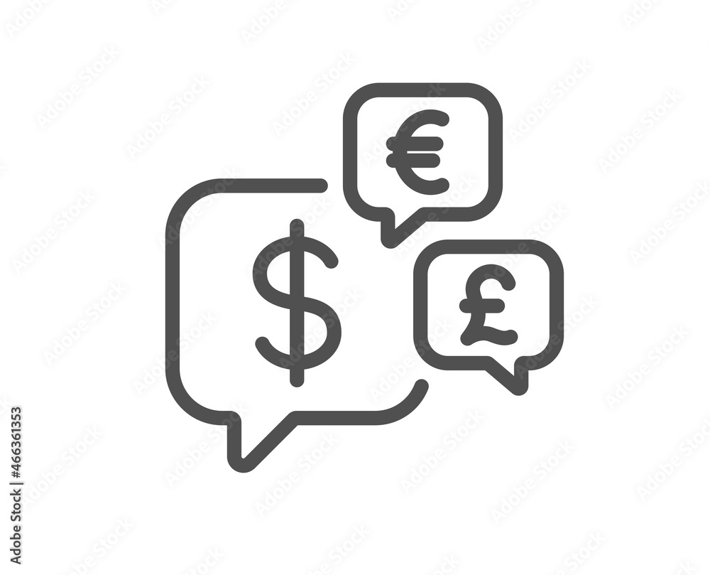 Money currency line icon. Cash exchange sign. Stock trade symbol. Quality design element. Linear style money currency icon. Editable stroke. Vector Money currency line icon. Cash exchange sign. Stock trade symbol. Quality design element. Linear style money currency icon. Editable stroke. Vector
