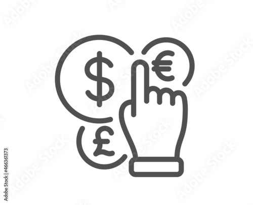 Money currency line icon. Cash exchange sign. Stock trade symbol. Quality design element. Linear style money currency icon. Editable stroke. Vector