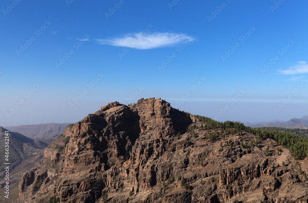 Gran Canaria, central montainous part of the island, Las Cumbres, ie The Summits, view towards El Campanario, the second highest point of the island
